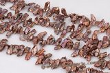 keishi045 8-10mm bronze color side drilled reborn keshi pearl beads
